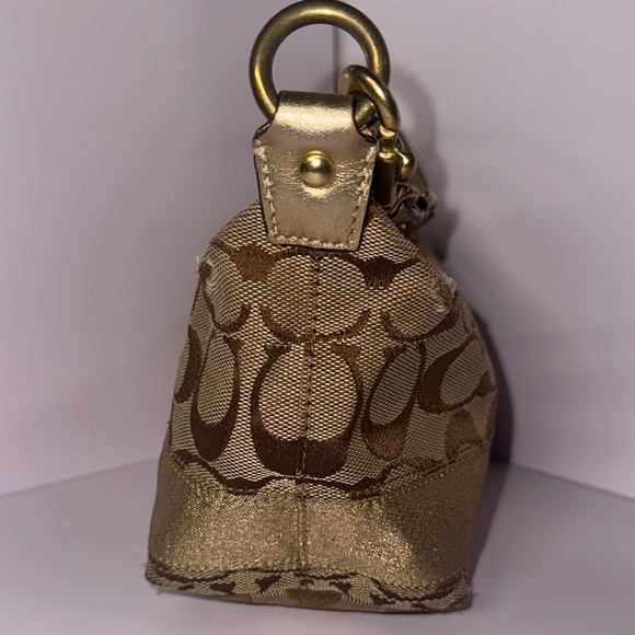 Vtg COACH signature canvas brown/gold fabric Y2K Demi mini bag 40024 - Picture 8 of 9